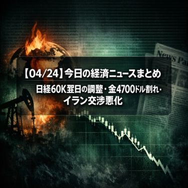 【04/24】今日の経済ニュースまとめ｜日経60K翌日の調整・金4700ドル割れ・イラン交渉悪化
